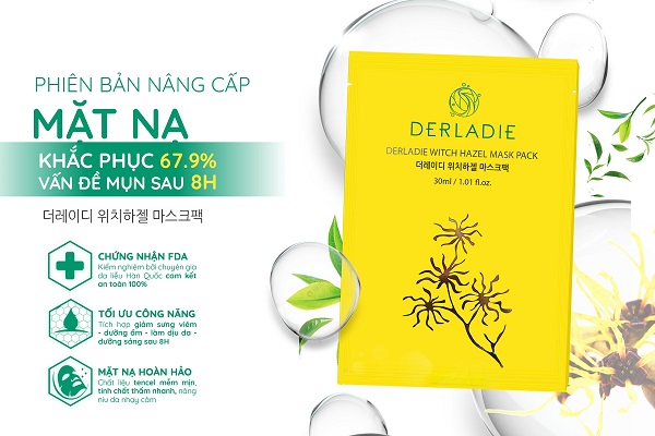 Mặt nạ trị mụn trắng da Derladie Witch Hazel