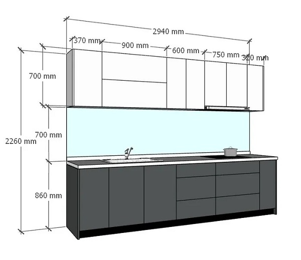 kích thước tủ bếp