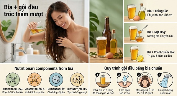 Gội đầu bằng bia có tốt không?